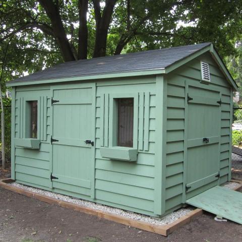 10 x 12 high classic with double doors and ramp.  