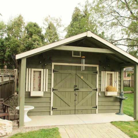 14 x 20 high classic with 4 foot gable porch.