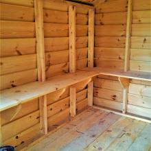 10 x 10 medium classic with an L shape shelves.