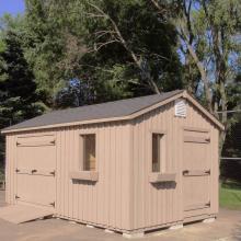 10 x 16 high board and batten with double doors and a ramp.