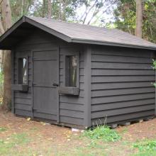 10 x 10 high classic with a 2 foot gable overhang.