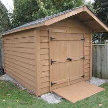 8 x 12 high classic with a 2 foot gable overhang.
