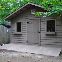 16 x 20 high classic with a 2 foot gable overhang.