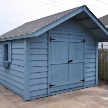 10 x 10 medium classic with a 2 foot gable overhang and double doors.