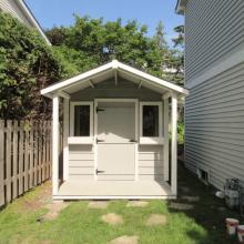 8 x 10 high classic with 4 foot gable porch.