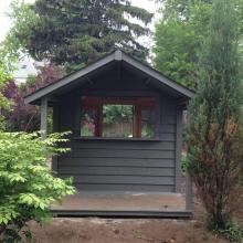 8 x 8 medium classic with a bar and 4 foot gable porch. 