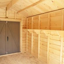8 x 12 high classic with double doors and a shelf.