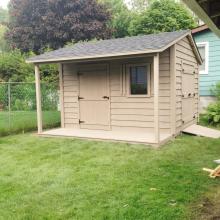 8 x 10 high classic with double doors, ramp and a 4 foot side porch