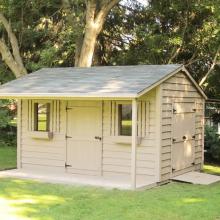10 x 16 high classic with double doors, ramp and a 4 foot side porch.