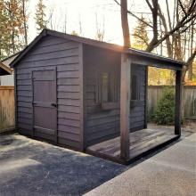 8 x 10 high classic with a 4 foot side porch.