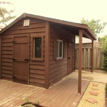 8 x 12 high classic with a 4 foot side porch.