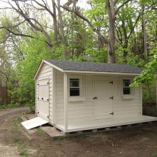 10 x 12 high classic with double doors, ramp and a 4 foot side porch.
